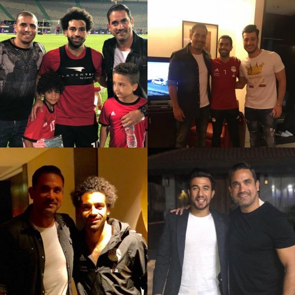 أمير كرارة مع لاعبي المنتخب المصري